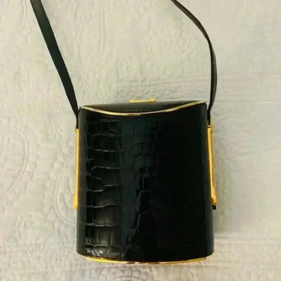 Vtg Finesse La Model Genuine Black Crocodile Alligator Hard case Satchel… - Picture 4 of 12